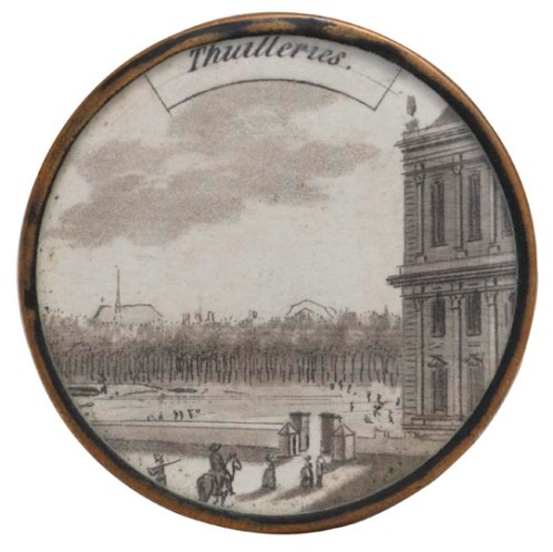 Gravure sur papier, Les Tuileries, fin du XVIIIe siècle. Gravure sur papier, Les Tuileries, fin du XVIIIe siècle.