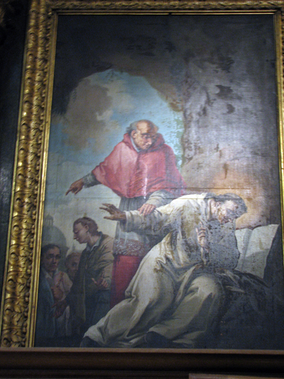 fig. 1 José Luzán Martínez (1710-1785), San Gregorio rehusando el pontificado, hacia 1780, óleo sobre tela, H. 210 ; L. 120 mm, Zaragoza, iglesia de la Exaltación de la Santa Cruz. © Frédéric Jiméno fig. 1 José Luzán Martínez (1710-1785), San Gregorio rehusando el pontificado, hacia 1780, óleo sobre tela, H. 210 ; L. 120 mm, Zaragoza, iglesia de la Exaltación de la Santa Cruz. © Frédéric Jiméno