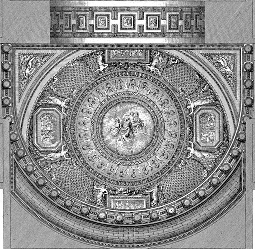 Claude-Nicolas Ledoux, plafond du théâtre de Besançon.
Gravure extraite de L'Architecture considérée sous le rapport de l'art, des moeurs et de la législation, 1804. Claude-Nicolas Ledoux, plafond du théâtre de Besançon.
Gravure extraite de L'Architecture considérée sous le rapport de l'art, des moeurs et de la législation, 1804.