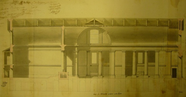 J. A Raymond, Coupe de la collégiale de l’Isle-Jourdain (1782), plume et lavis, Toulouse, Archives départementales (cl. de l’auteur). J. A Raymond, Coupe de la collégiale de l’Isle-Jourdain (1782), plume et lavis, Toulouse, Archives départementales (cl. de l’auteur).