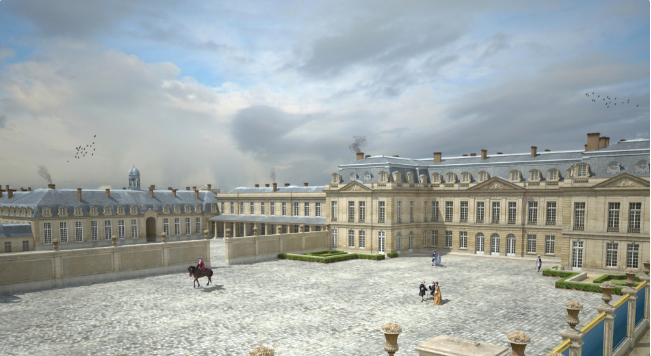 Vue modélisée du Grand château et de la Cour des Princes © Agence Aristeas Vue modélisée du Grand château et de la Cour des Princes © Agence Aristeas