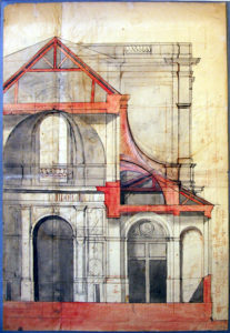 Eglise, Paris, dessin d'architecture, Stockholm, Nationalmuseum