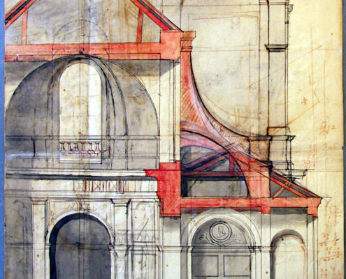 Eglise, Paris, dessin d'architecture, Stockholm, Nationalmuseum